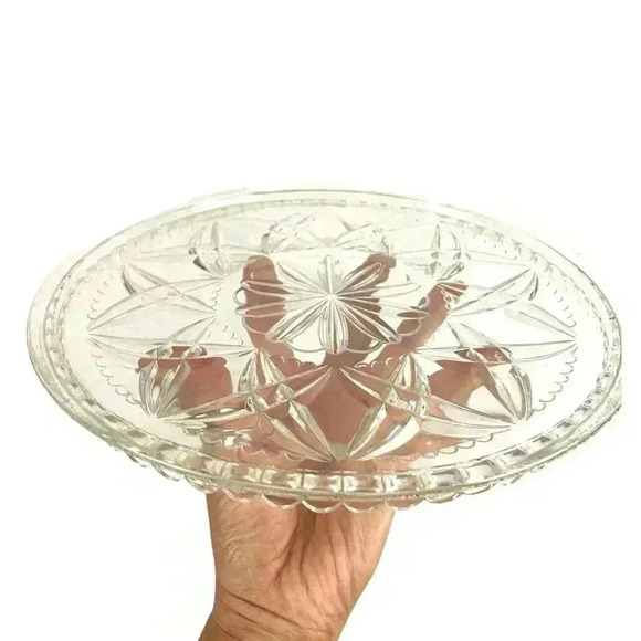 VTG Round Clear Glass Serving Platter 10" - Picture 1 of 9